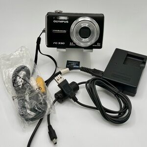 Olympus FE-330 Silver Tested And Working With Accessories Excellent Condition
